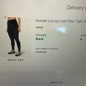 Lululemon Wunder Lounge High-rise tight 28” Velvet